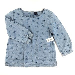Gap Kids 1969 Chambray Floral Top L (10-11) NWT